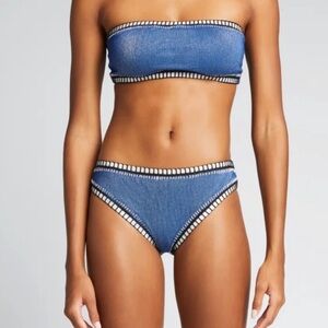 NWT Platinum Solange Ferrarini Eclipse Crochet Trim Scoop Bikini Bottom